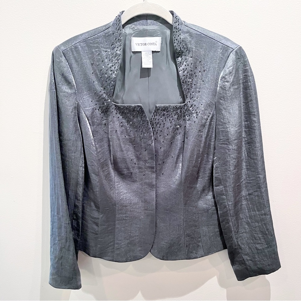 EUC Victor Costa formal beaded grey top, Size 12